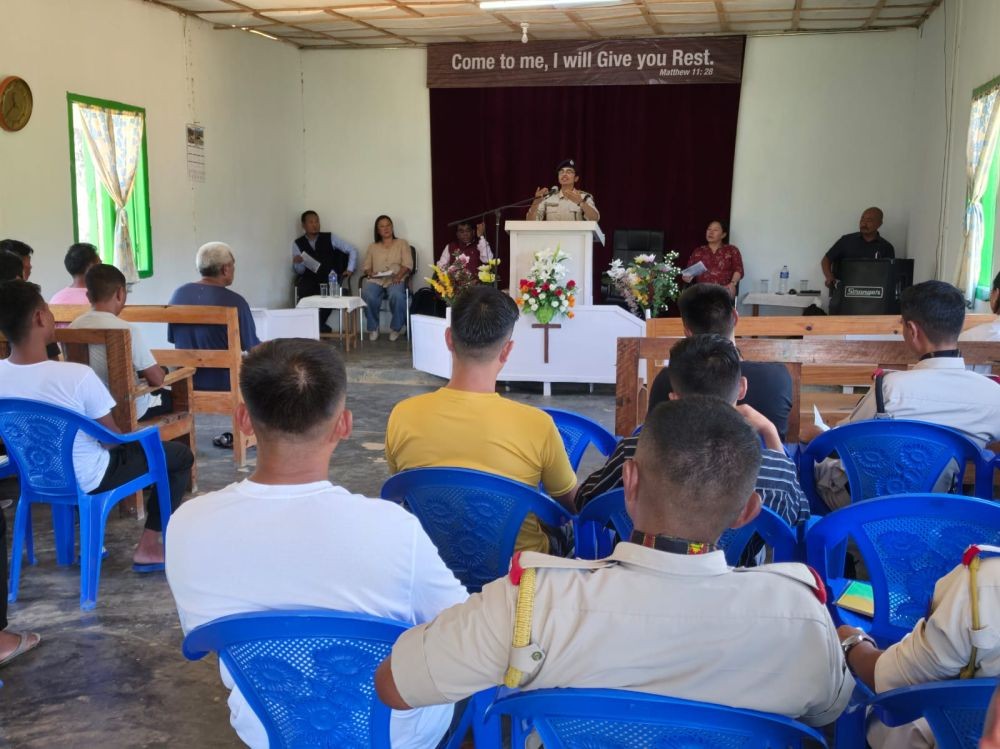 Phek SP Dr Pritpal Kaur addresses the gathering during the launching programme of Project Revive in Phek on July 25.